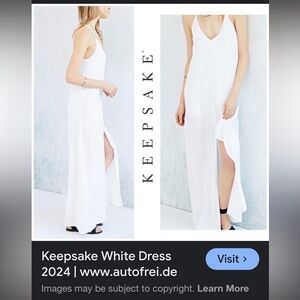 KEEPSAKE IVORY amazing dress .NWT. Size L maxi with slit . Spaghetti straps